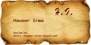 Hauser Irma névjegykártya